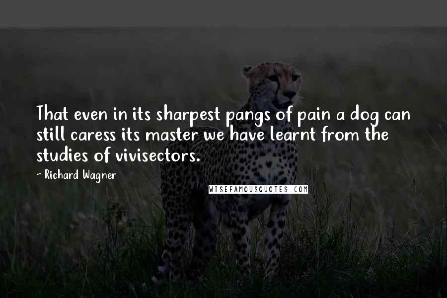 Richard Wagner Quotes: That even in its sharpest pangs of pain a dog can still caress its master we have learnt from the studies of vivisectors.