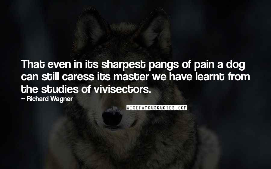 Richard Wagner Quotes: That even in its sharpest pangs of pain a dog can still caress its master we have learnt from the studies of vivisectors.