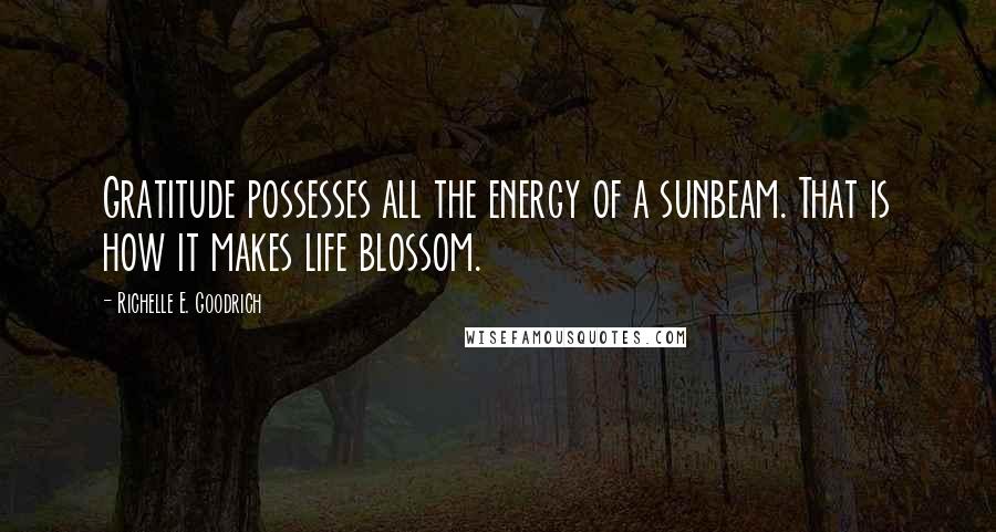 Richelle E. Goodrich Quotes: Gratitude possesses all the energy of a sunbeam. That is how it makes life blossom.