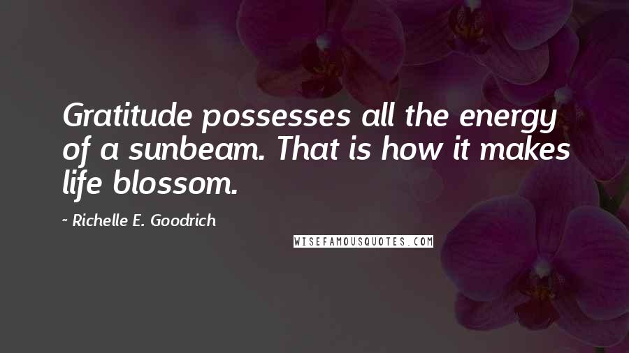 Richelle E. Goodrich Quotes: Gratitude possesses all the energy of a sunbeam. That is how it makes life blossom.