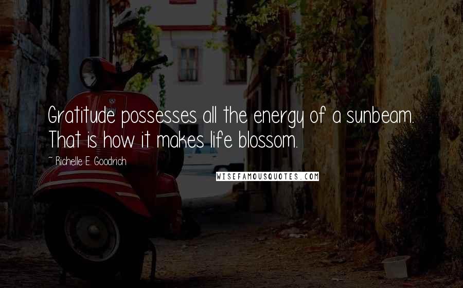 Richelle E. Goodrich Quotes: Gratitude possesses all the energy of a sunbeam. That is how it makes life blossom.