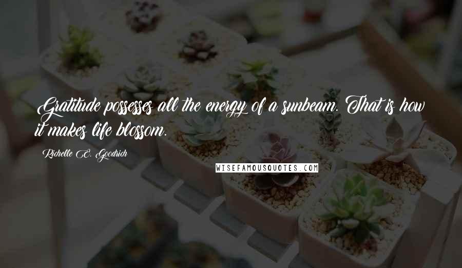 Richelle E. Goodrich Quotes: Gratitude possesses all the energy of a sunbeam. That is how it makes life blossom.