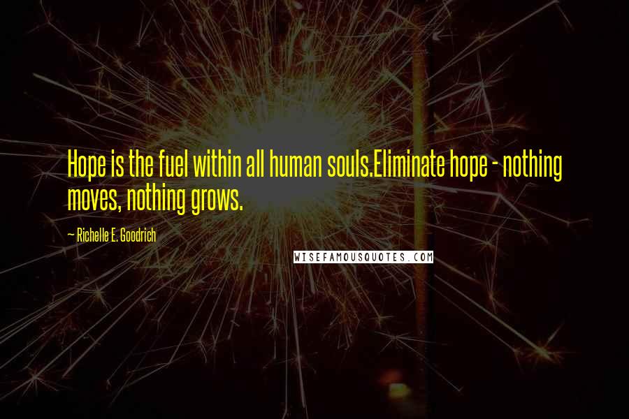 Richelle E. Goodrich Quotes: Hope is the fuel within all human souls.Eliminate hope - nothing moves, nothing grows.