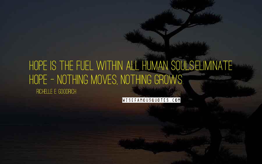 Richelle E. Goodrich Quotes: Hope is the fuel within all human souls.Eliminate hope - nothing moves, nothing grows.