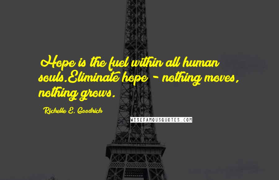 Richelle E. Goodrich Quotes: Hope is the fuel within all human souls.Eliminate hope - nothing moves, nothing grows.