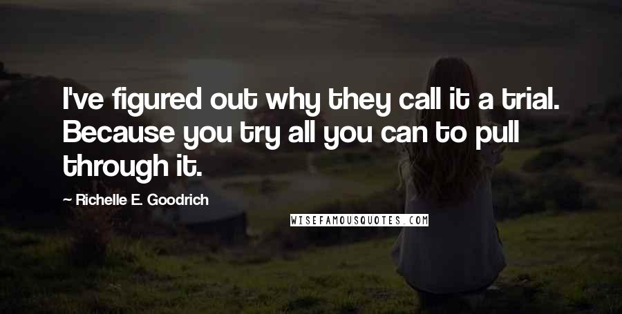 Richelle E. Goodrich Quotes: I've figured out why they call it a trial. Because you try all you can to pull through it.