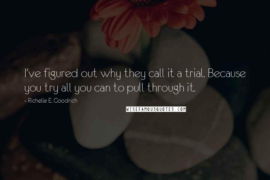 Richelle E. Goodrich Quotes: I've figured out why they call it a trial. Because you try all you can to pull through it.
