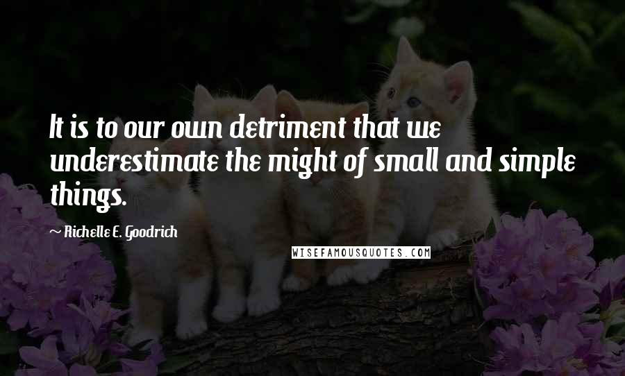 Richelle E. Goodrich Quotes: It is to our own detriment that we underestimate the might of small and simple things.