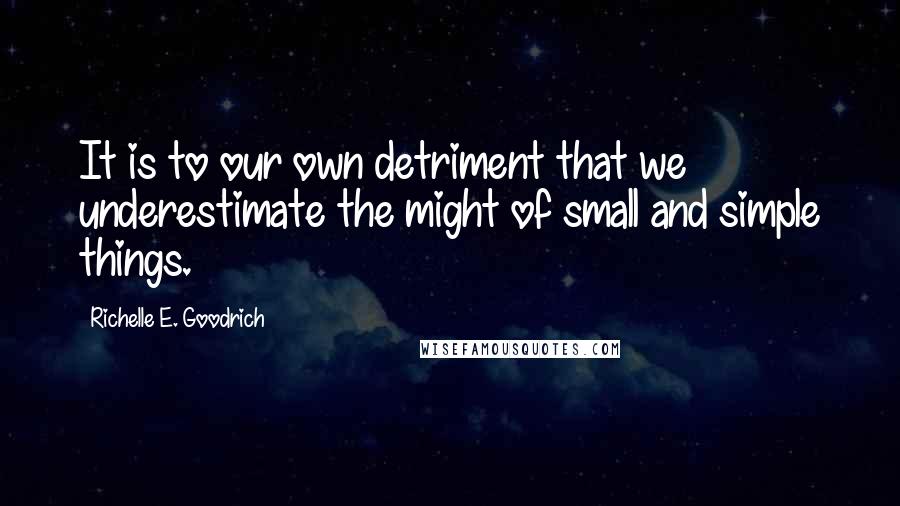 Richelle E. Goodrich Quotes: It is to our own detriment that we underestimate the might of small and simple things.