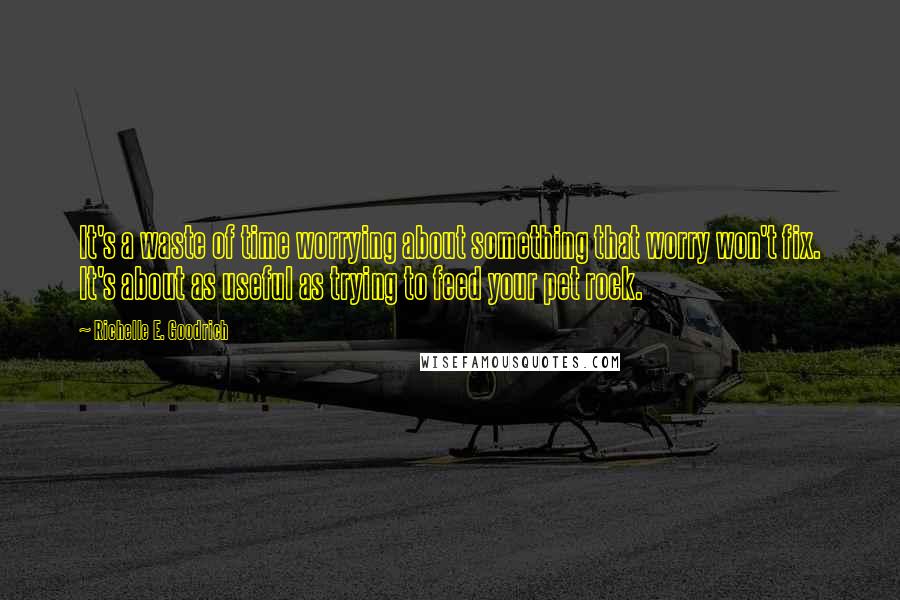 Richelle E. Goodrich Quotes: It's a waste of time worrying about something that worry won't fix. It's about as useful as trying to feed your pet rock.