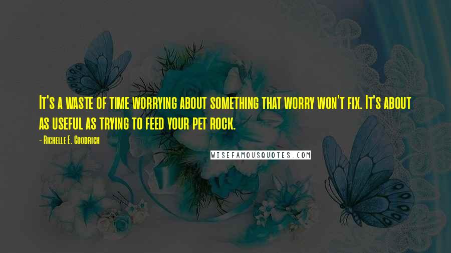 Richelle E. Goodrich Quotes: It's a waste of time worrying about something that worry won't fix. It's about as useful as trying to feed your pet rock.