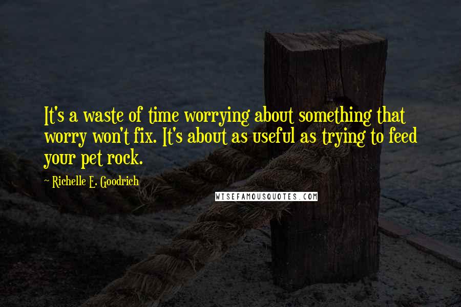 Richelle E. Goodrich Quotes: It's a waste of time worrying about something that worry won't fix. It's about as useful as trying to feed your pet rock.