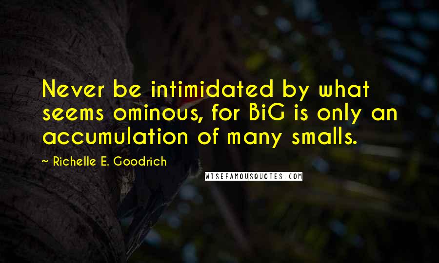Richelle E. Goodrich Quotes: Never be intimidated by what seems ominous, for BiG is only an accumulation of many smalls.