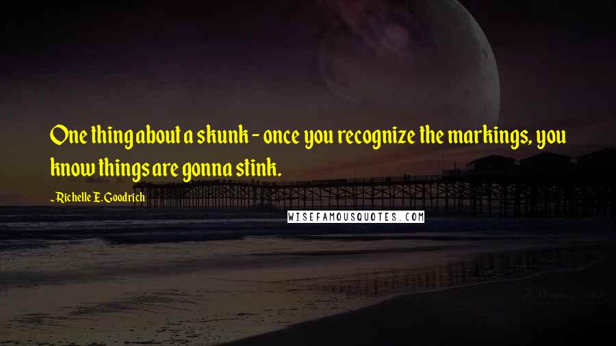 Richelle E. Goodrich Quotes: One thing about a skunk - once you recognize the markings, you know things are gonna stink.