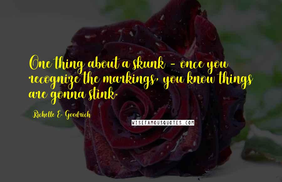 Richelle E. Goodrich Quotes: One thing about a skunk - once you recognize the markings, you know things are gonna stink.