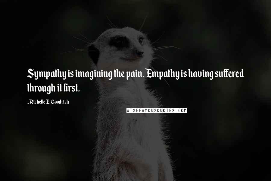Richelle E. Goodrich Quotes: Sympathy is imagining the pain. Empathy is having suffered through it first.