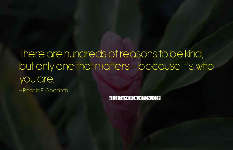 Richelle E. Goodrich Quotes: There are hundreds of reasons to be kind, but only one that matters - because it's who you are.