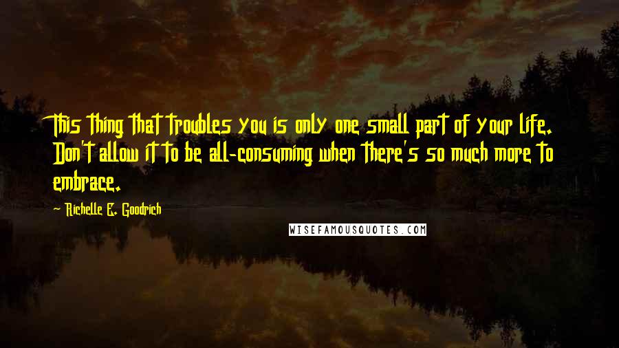 Richelle E. Goodrich Quotes: This thing that troubles you is only one small part of your life. Don't allow it to be all-consuming when there's so much more to embrace.