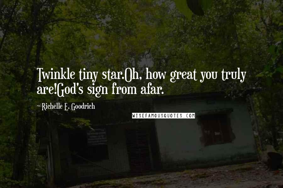 Richelle E. Goodrich Quotes: Twinkle tiny star.Oh, how great you truly are!God's sign from afar.