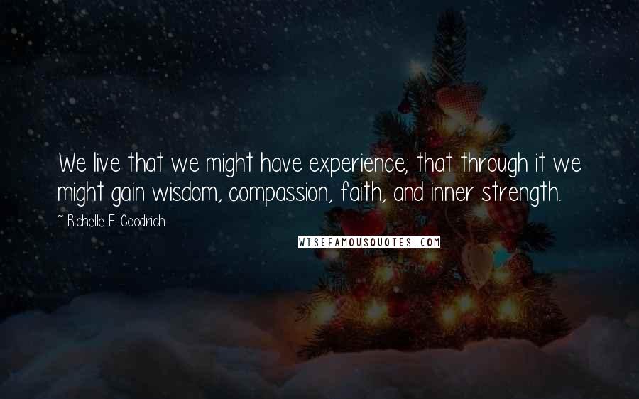 Richelle E. Goodrich Quotes: We live that we might have experience; that through it we might gain wisdom, compassion, faith, and inner strength.