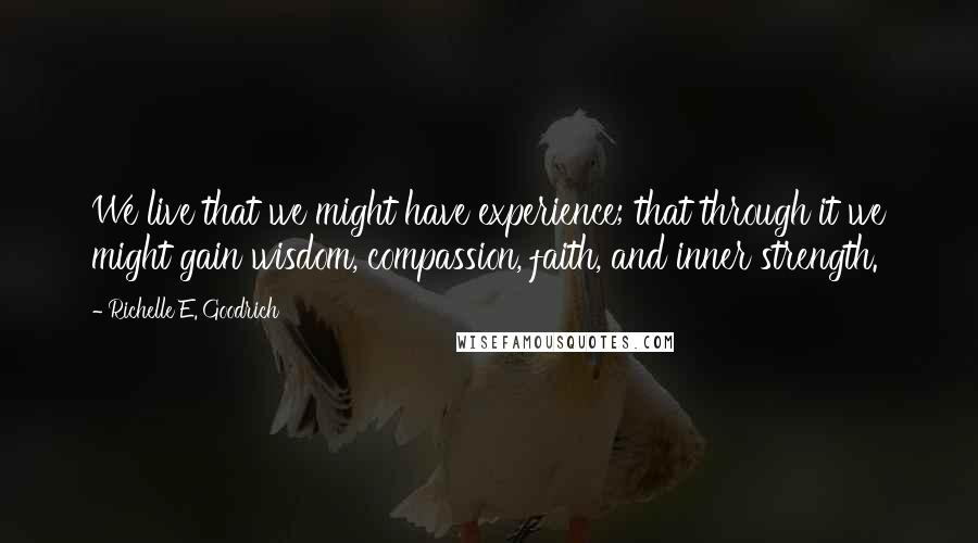 Richelle E. Goodrich Quotes: We live that we might have experience; that through it we might gain wisdom, compassion, faith, and inner strength.