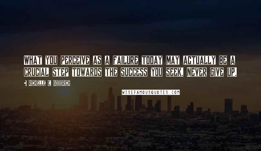 Richelle E. Goodrich Quotes: What you perceive as a failure today may actually be a crucial step towards the success you seek. Never give up.