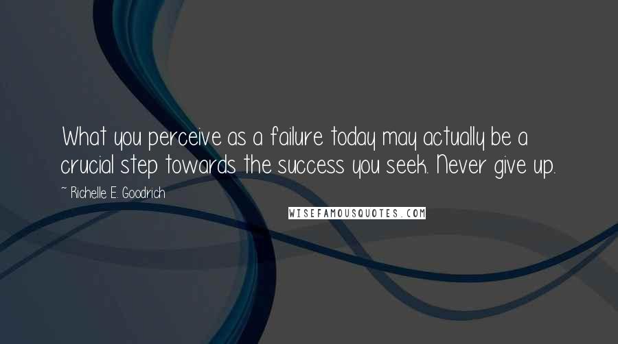 Richelle E. Goodrich Quotes: What you perceive as a failure today may actually be a crucial step towards the success you seek. Never give up.