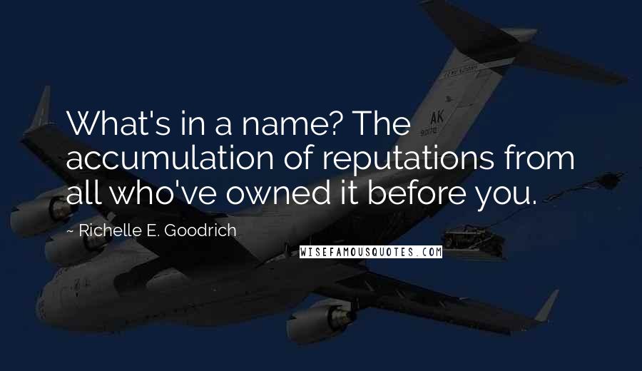 Richelle E. Goodrich Quotes: What's in a name? The accumulation of reputations from all who've owned it before you.