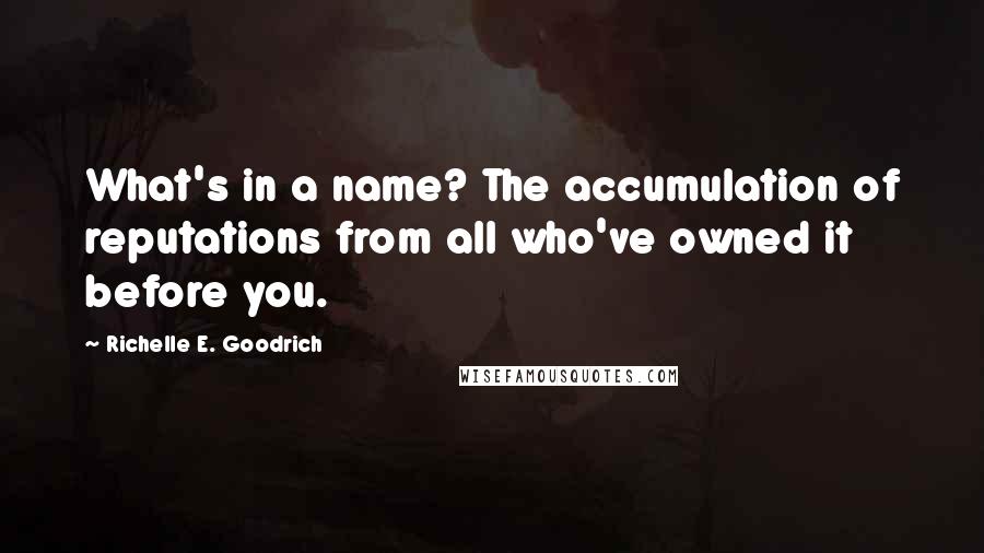 Richelle E. Goodrich Quotes: What's in a name? The accumulation of reputations from all who've owned it before you.