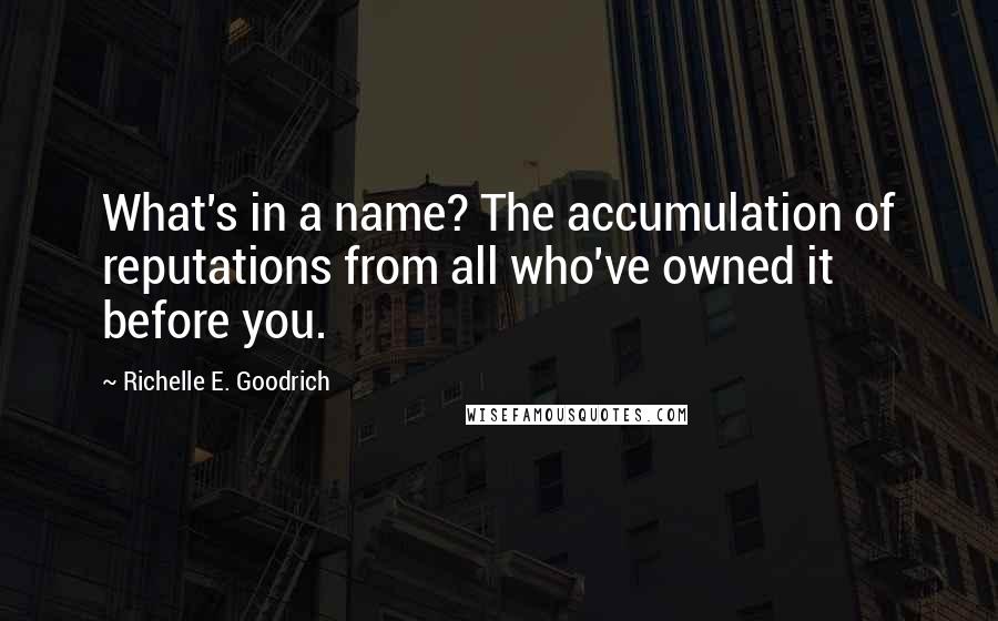 Richelle E. Goodrich Quotes: What's in a name? The accumulation of reputations from all who've owned it before you.