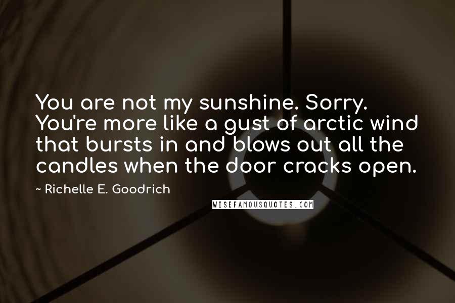 Richelle E. Goodrich Quotes: You are not my sunshine. Sorry. You're more like a gust of arctic wind that bursts in and blows out all the candles when the door cracks open.