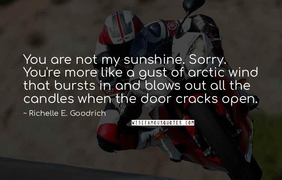 Richelle E. Goodrich Quotes: You are not my sunshine. Sorry. You're more like a gust of arctic wind that bursts in and blows out all the candles when the door cracks open.