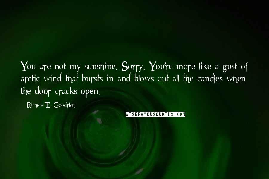 Richelle E. Goodrich Quotes: You are not my sunshine. Sorry. You're more like a gust of arctic wind that bursts in and blows out all the candles when the door cracks open.