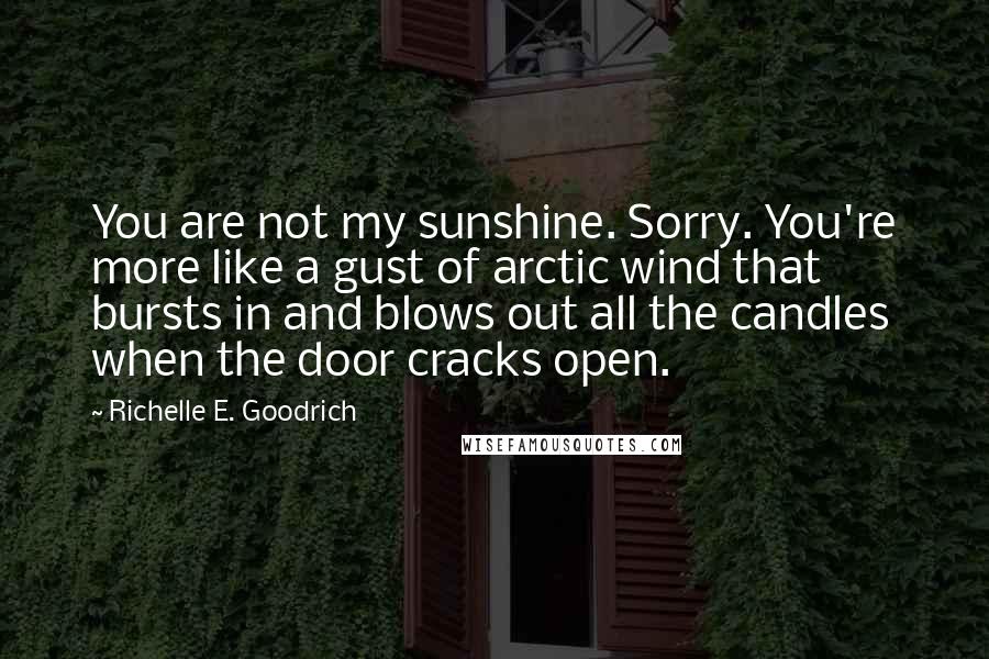 Richelle E. Goodrich Quotes: You are not my sunshine. Sorry. You're more like a gust of arctic wind that bursts in and blows out all the candles when the door cracks open.