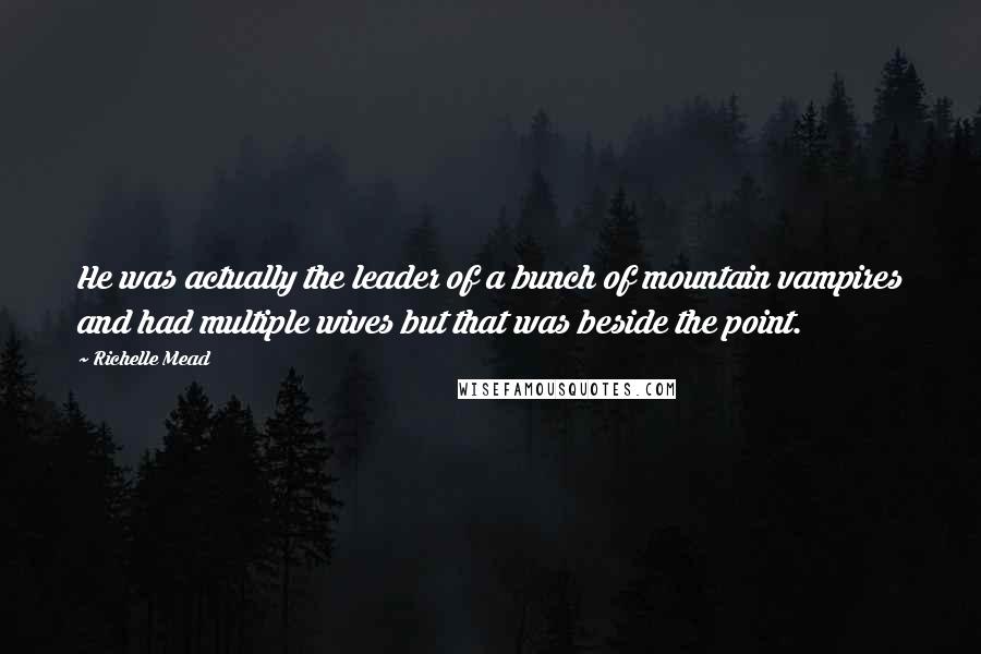 Richelle Mead Quotes: He was actually the leader of a bunch of mountain vampires and had multiple wives but that was beside the point.