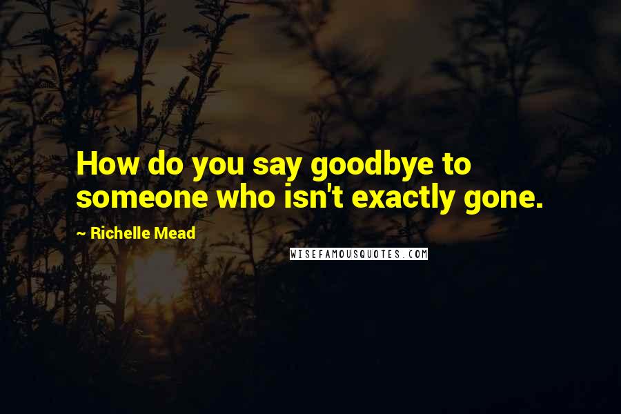 Richelle Mead Quotes: How do you say goodbye to someone who isn't exactly gone.