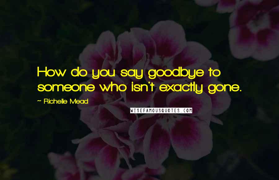 Richelle Mead Quotes: How do you say goodbye to someone who isn't exactly gone.