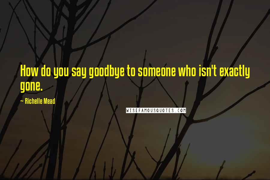 Richelle Mead Quotes: How do you say goodbye to someone who isn't exactly gone.