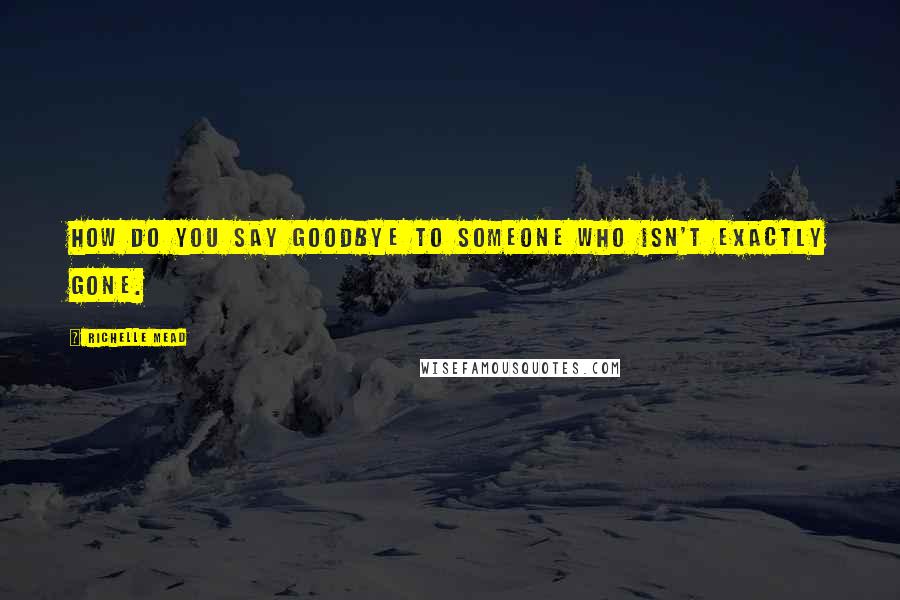 Richelle Mead Quotes: How do you say goodbye to someone who isn't exactly gone.