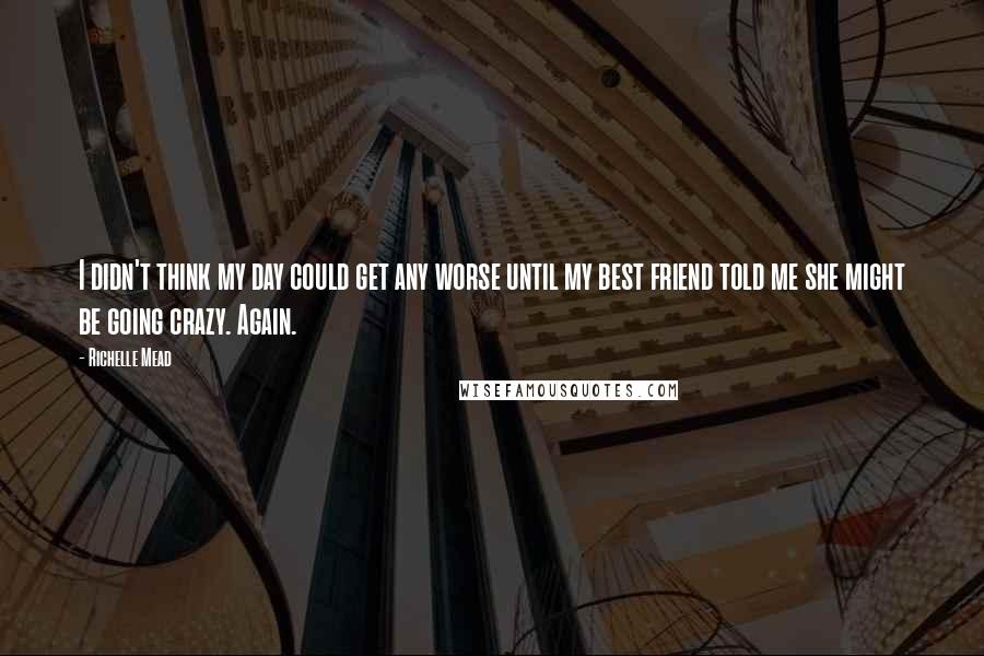 Richelle Mead Quotes: I didn't think my day could get any worse until my best friend told me she might be going crazy. Again.