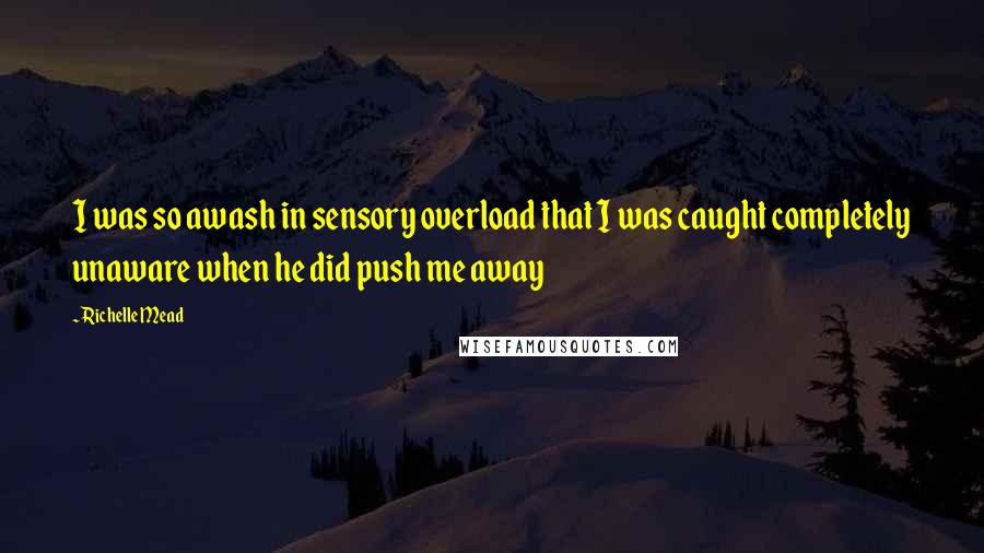 Richelle Mead Quotes: I was so awash in sensory overload that I was caught completely unaware when he did push me away