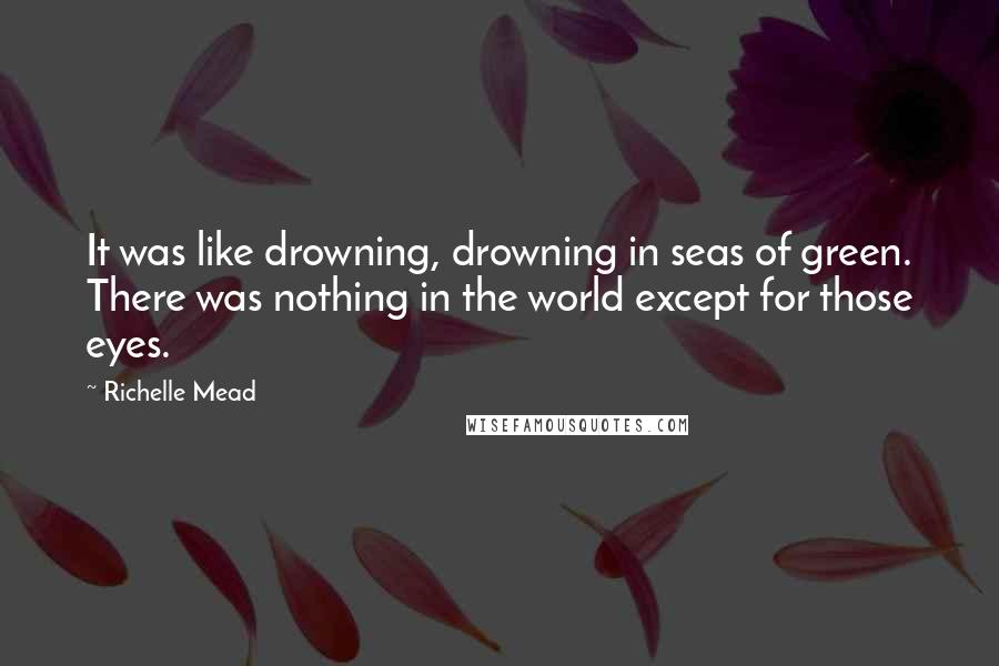 Richelle Mead Quotes: It was like drowning, drowning in seas of green. There was nothing in the world except for those eyes.