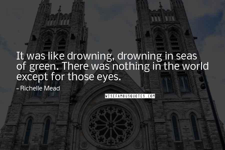 Richelle Mead Quotes: It was like drowning, drowning in seas of green. There was nothing in the world except for those eyes.