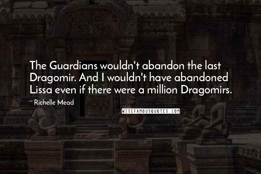 Richelle Mead Quotes: The Guardians wouldn't abandon the last Dragomir. And I wouldn't have abandoned Lissa even if there were a million Dragomirs.