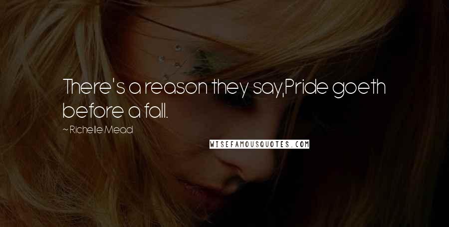 Richelle Mead Quotes: There's a reason they say,Pride goeth before a fall.