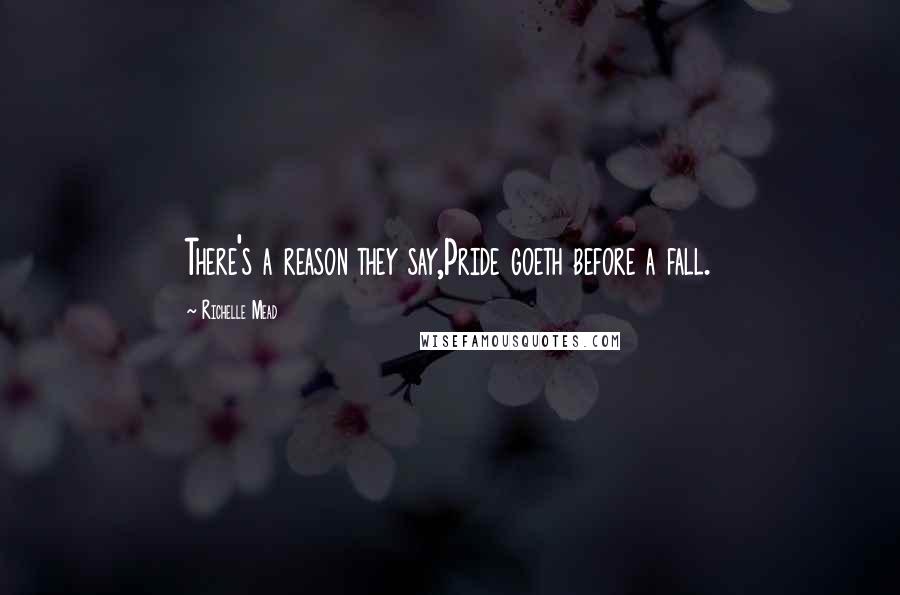 Richelle Mead Quotes: There's a reason they say,Pride goeth before a fall.