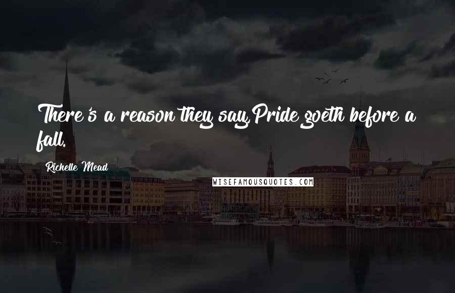 Richelle Mead Quotes: There's a reason they say,Pride goeth before a fall.