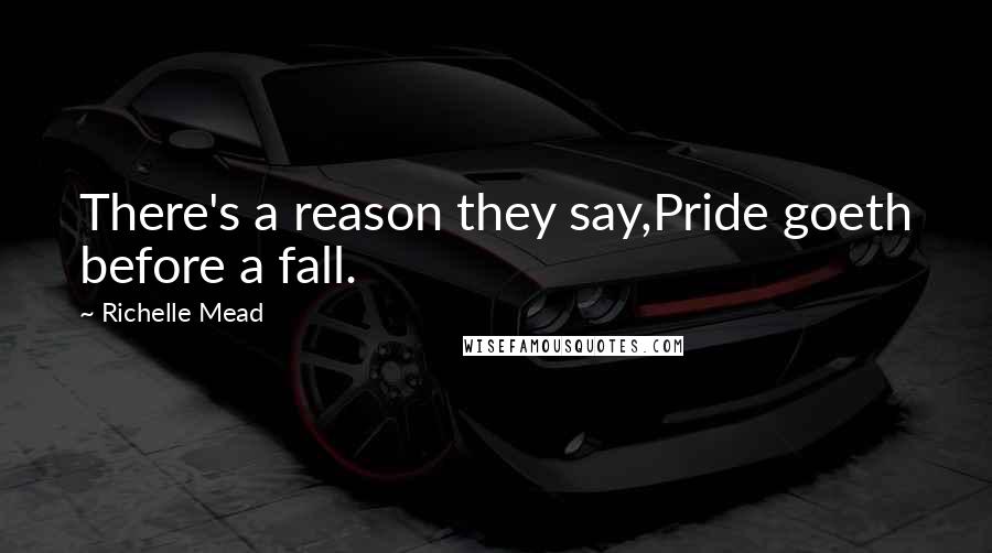 Richelle Mead Quotes: There's a reason they say,Pride goeth before a fall.