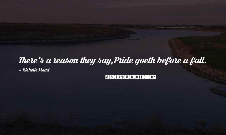 Richelle Mead Quotes: There's a reason they say,Pride goeth before a fall.