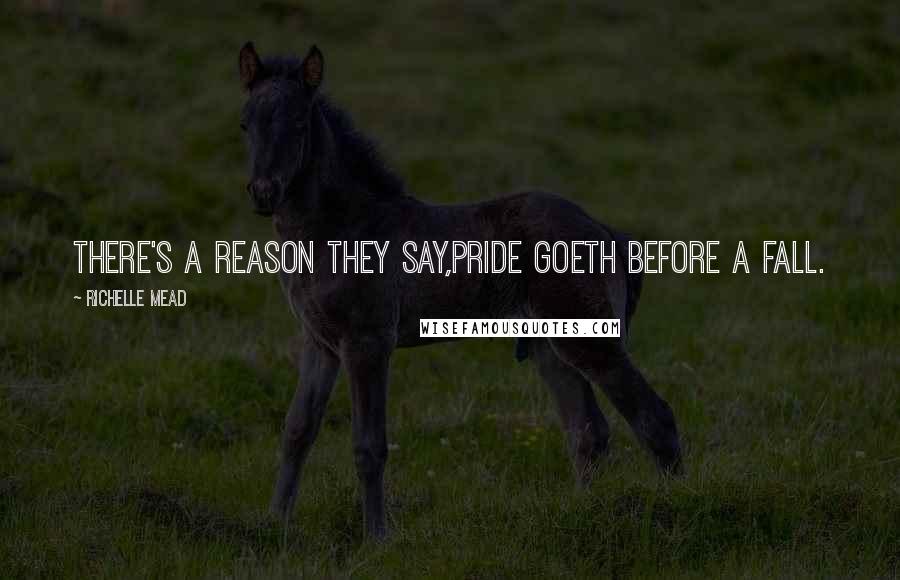 Richelle Mead Quotes: There's a reason they say,Pride goeth before a fall.